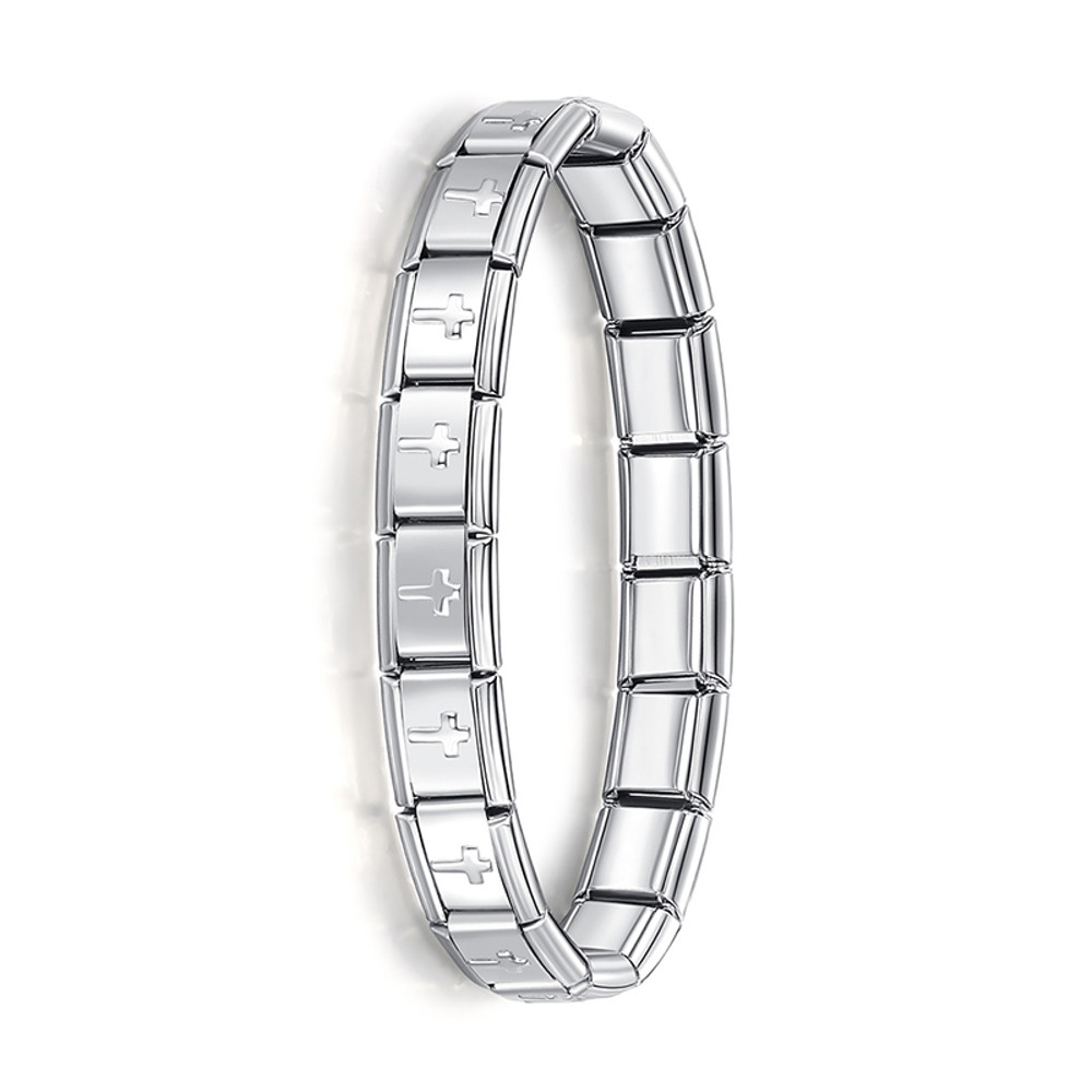 Fashion Hapiship Women Wide Italian Elastic Charm Bracelet, Stainless Steel Bangle Jewelry for Stylish Everyday Wear