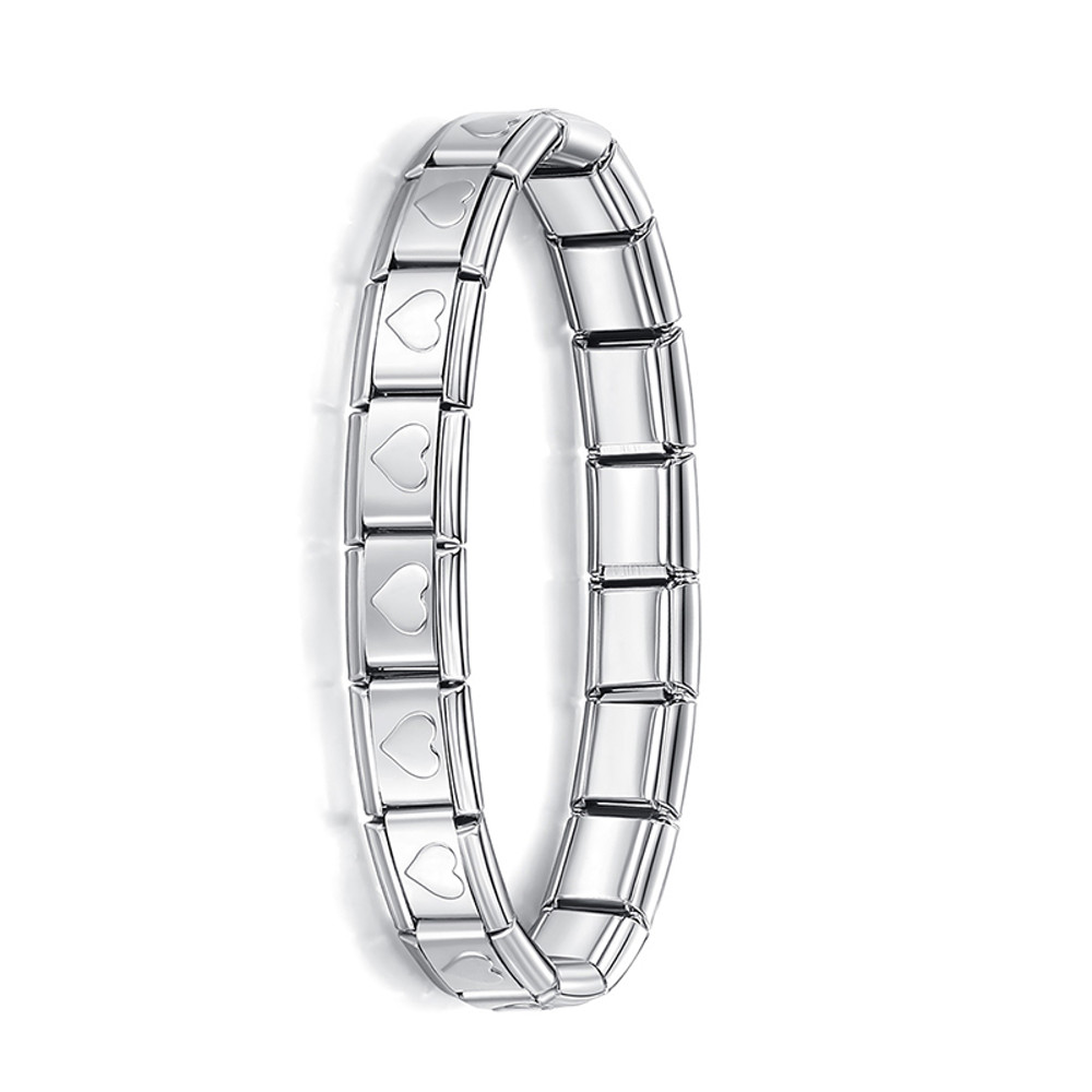 Fashion Hapiship Women Wide Italian Elastic Charm Bracelet, Stainless Steel Bangle Jewelry for Stylish Everyday Wear