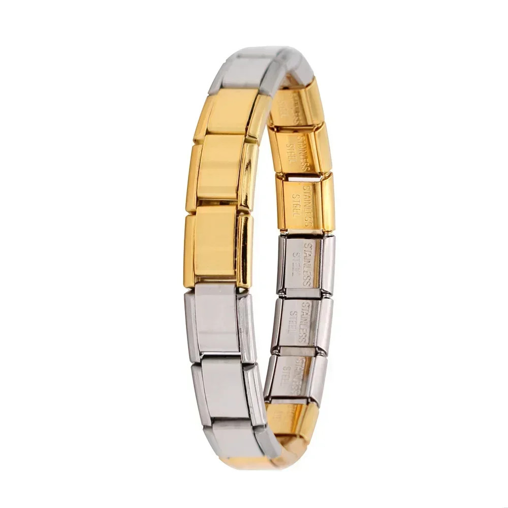 Fashion Hapiship Women Wide Italian Elastic Charm Bracelet, Stainless Steel Bangle Jewelry for Stylish Everyday Wear
