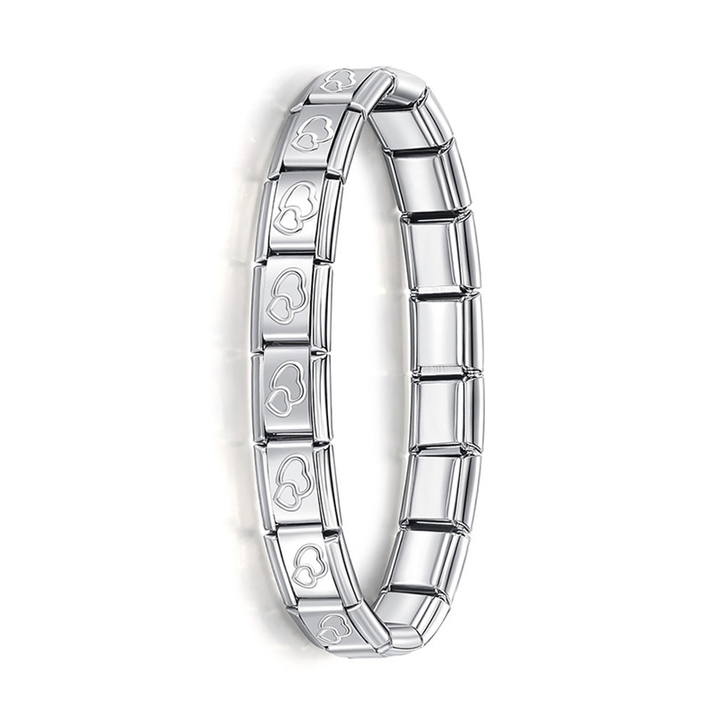 Fashion Hapiship Women Wide Italian Elastic Charm Bracelet, Stainless Steel Bangle Jewelry for Stylish Everyday Wear