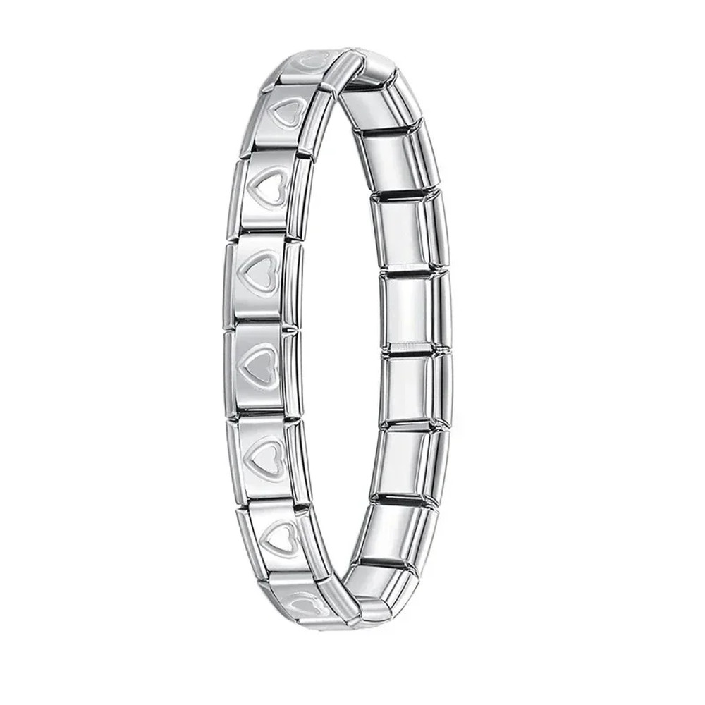Fashion Hapiship Women Wide Italian Elastic Charm Bracelet, Stainless Steel Bangle Jewelry for Stylish Everyday Wear