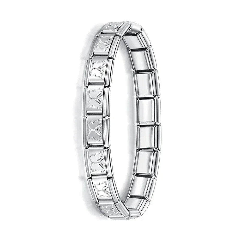 Fashion Hapiship Women Wide Italian Elastic Charm Bracelet, Stainless Steel Bangle Jewelry for Stylish Everyday Wear