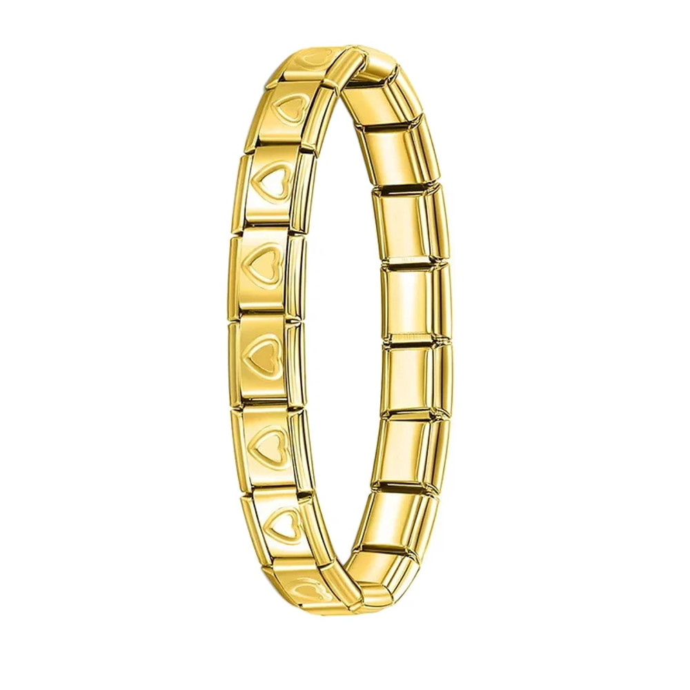 Fashion Hapiship Women Wide Italian Elastic Charm Bracelet, Stainless Steel Bangle Jewelry for Stylish Everyday Wear