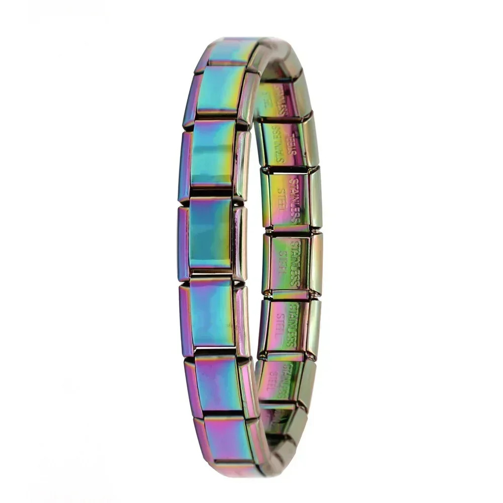 Fashion Hapiship Women Wide Italian Elastic Charm Bracelet, Stainless Steel Bangle Jewelry for Stylish Everyday Wear