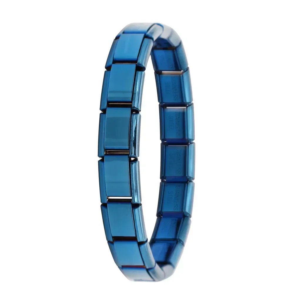 Fashion Hapiship Women Wide Italian Elastic Charm Bracelet, Stainless Steel Bangle Jewelry for Stylish Everyday Wear