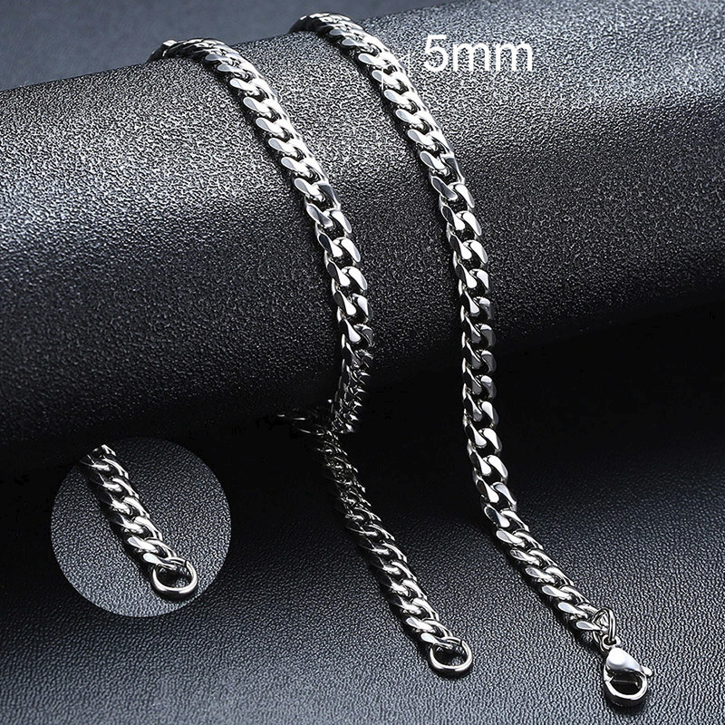 Basic Punk Cuban Chain Necklace for Men Women, Vintage Gold Solid Metal Curb Link Choker, Stainless Steel Jewelry