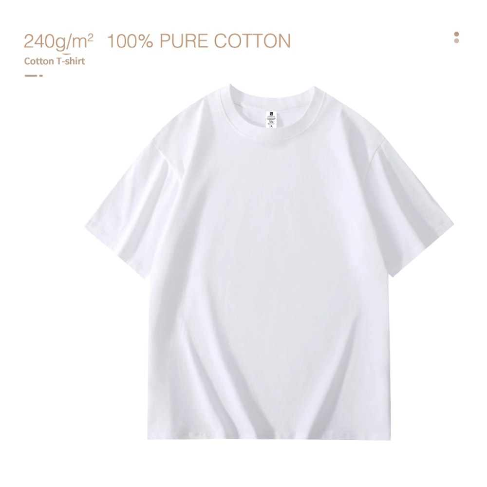 Men Heavy Oversized Plain T-Shirt Cotton Summer Casual Short Sleeve Solid Color Tee, High Quality Trendy White Top