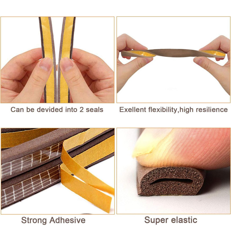 Self-Adhesive, Acoustic Foam Door Window Seal Strip, DIEP Rubber Weatherstrip for Insulation, Windproofing & Soundproof