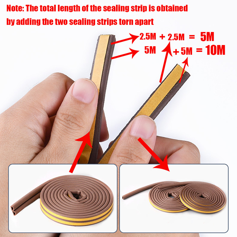Self-Adhesive, Acoustic Foam Door Window Seal Strip, DIEP Rubber Weatherstrip for Insulation, Windproofing & Soundproof