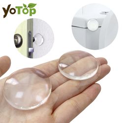 self-adhesive round transparent silicone door stopper wall protector, non-slip muffler plug for handle impact protection