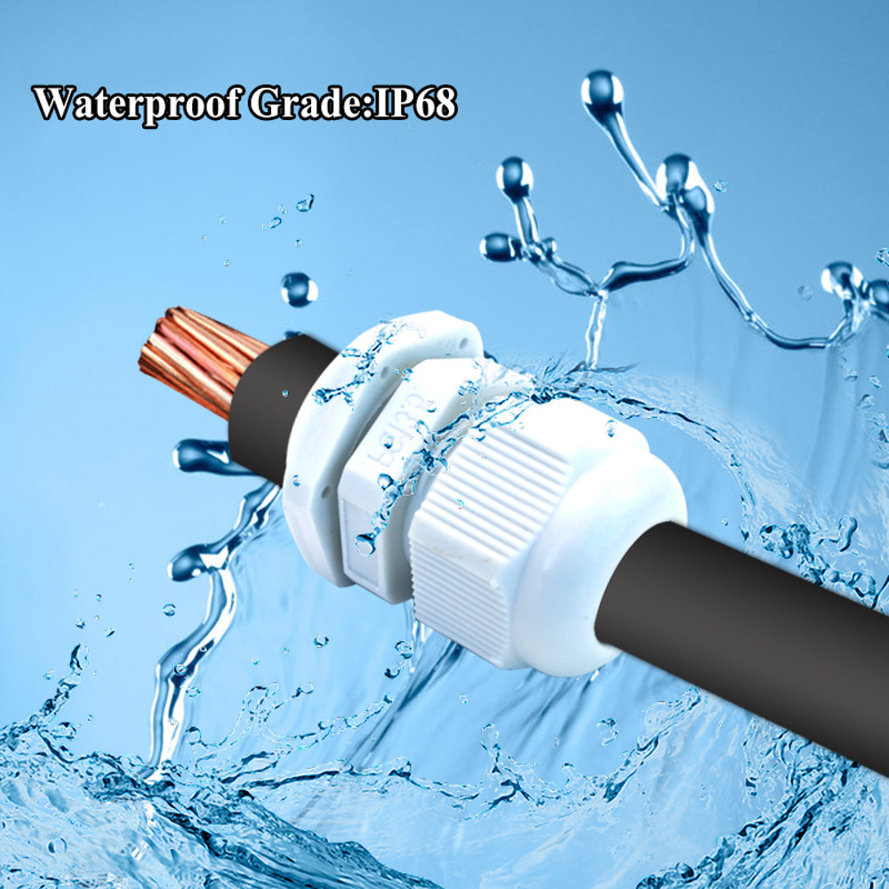 Waterproof Nylon Cable Gland Connector Joint, Cable Entry Fitting for Electrical Boxes, Panels, and Junction Enclosure