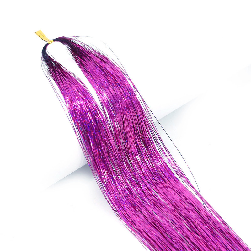 Long Sparkle Hair Tinsel Extension Glitter Shiny Strands For Women Braiding Headdress Party Hippie  16