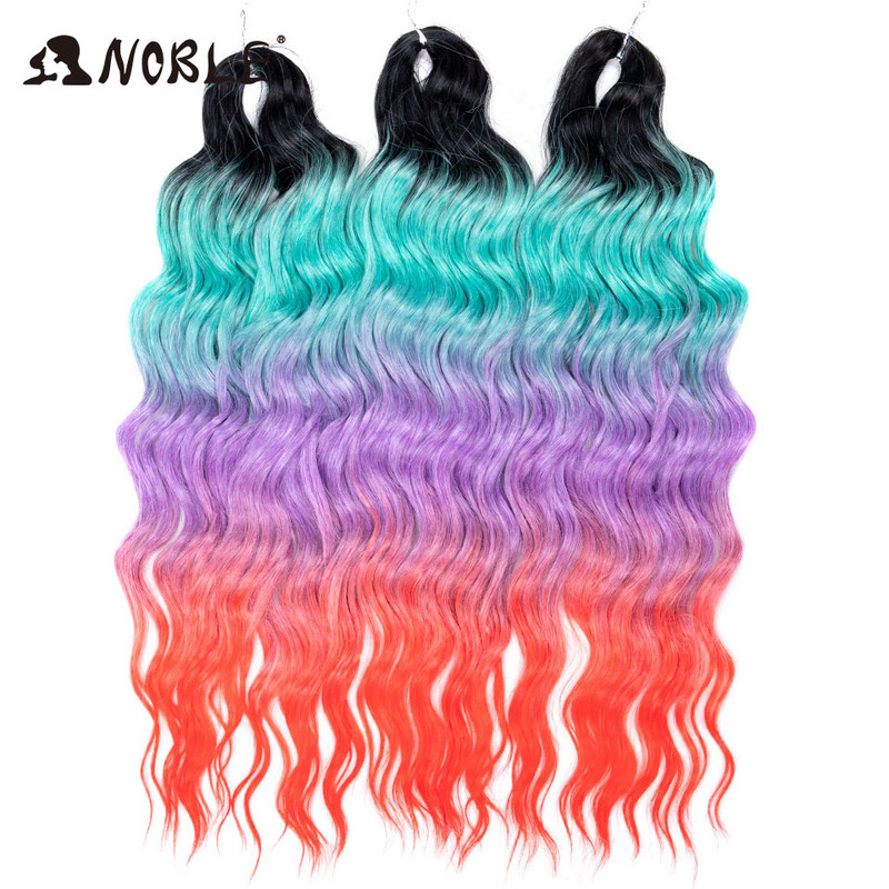 Noble Hair Synthetic Loose Deep Wave Braiding Hair Extensions Ombre Blonde Twist Crochet Curly Water Wave Braid
