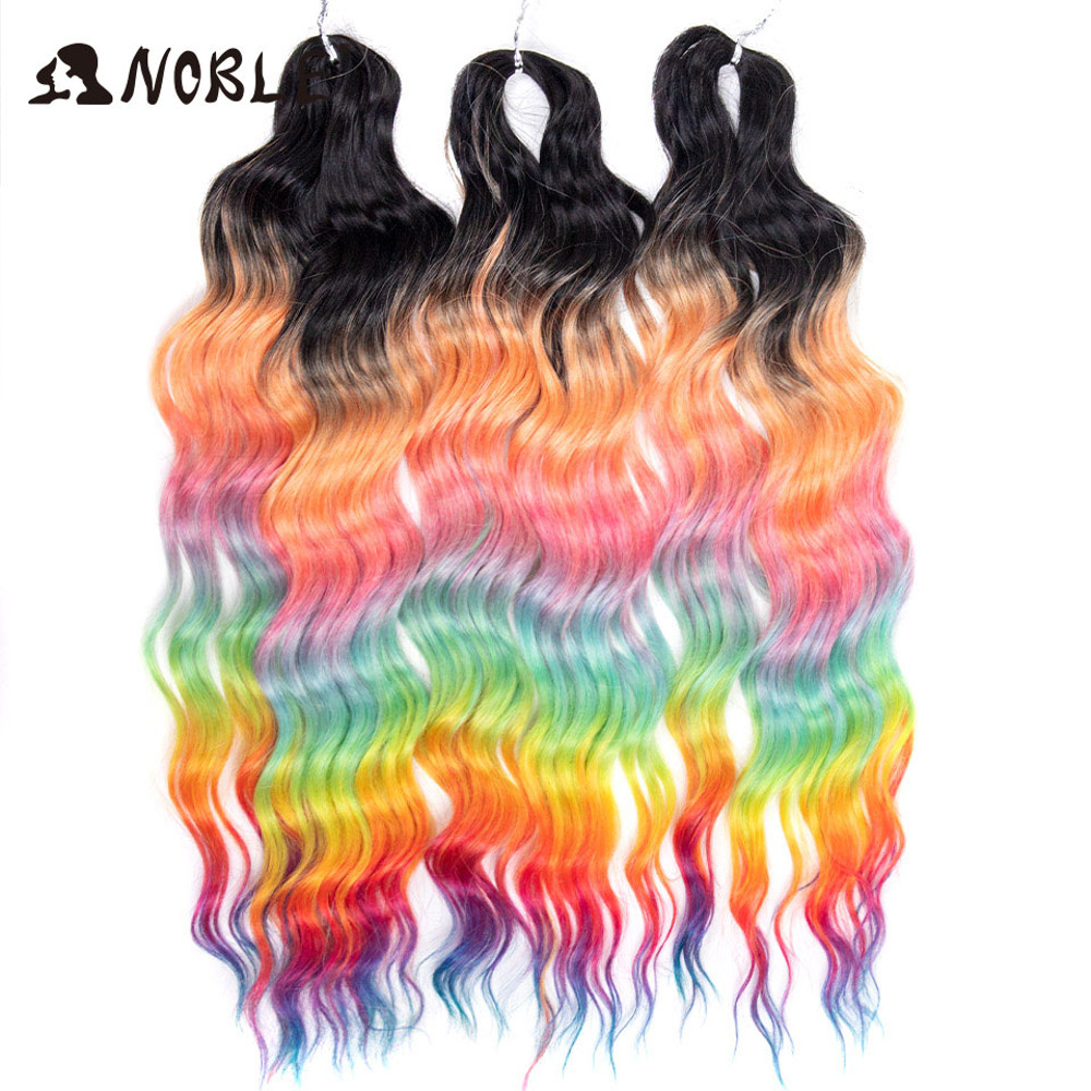 Noble Hair Synthetic Loose Deep Wave Braiding Hair Extensions Ombre Blonde Twist Crochet Curly Water Wave Braid
