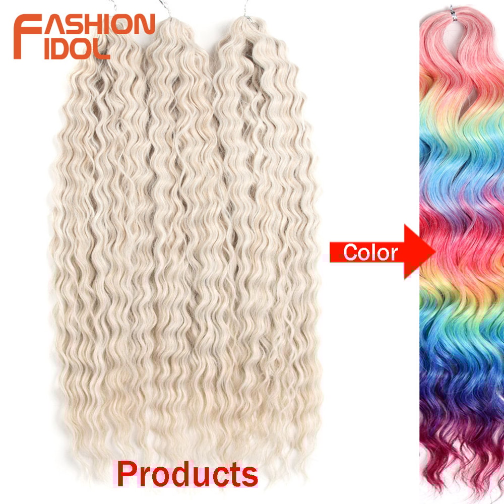 Ariel Hair Water Wave Crochet Braids, Synthetic Twist Curly Hair Ombre Blonde Brown Deep Wave Braiding Hair Extensions