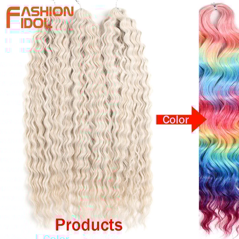 Ariel Hair Water Wave Crochet Braids, Synthetic Twist Curly Hair Ombre Blonde Brown Deep Wave Braiding Hair Extensions