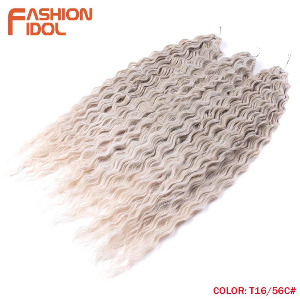 Ariel Hair Water Wave Crochet Braids, Synthetic Twist Curly Hair Ombre Blonde Brown Deep Wave Braiding Hair Extensions