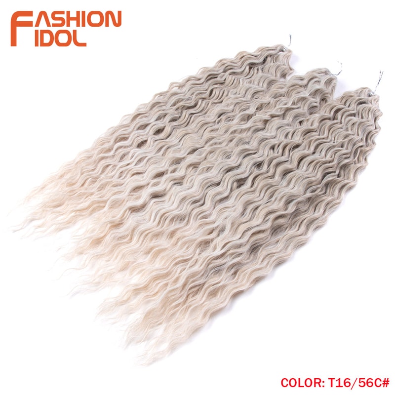 Ariel Hair Water Wave Crochet Braids, Synthetic Twist Curly Hair Ombre Blonde Brown Deep Wave Braiding Hair Extensions