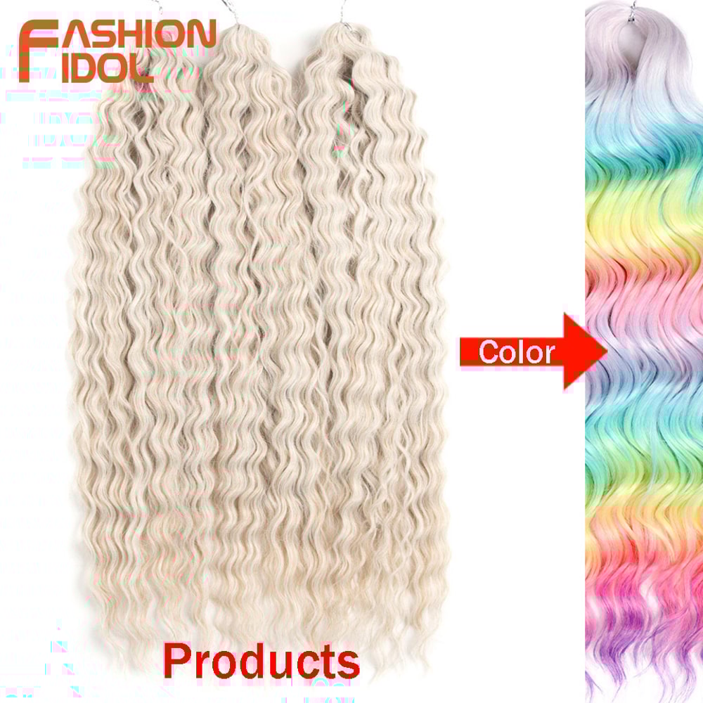 Ariel Hair Water Wave Crochet Braids, Synthetic Twist Curly Hair Ombre Blonde Brown Deep Wave Braiding Hair Extensions