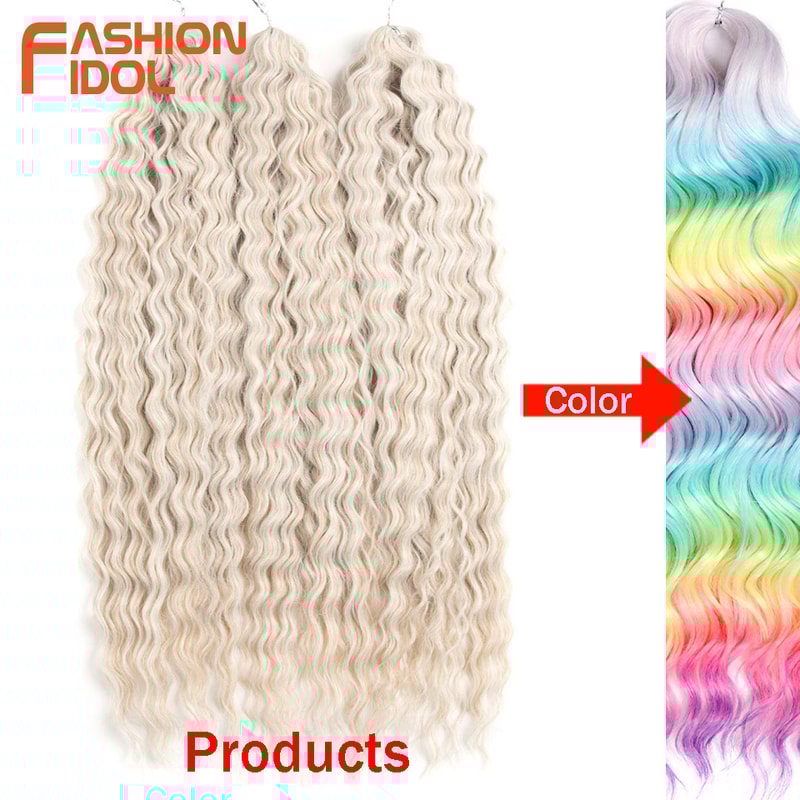 Ariel Hair Water Wave Crochet Braids, Synthetic Twist Curly Hair Ombre Blonde Brown Deep Wave Braiding Hair Extensions