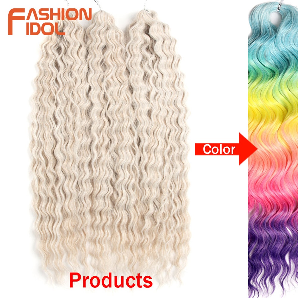 Ariel Hair Water Wave Crochet Braids, Synthetic Twist Curly Hair Ombre Blonde Brown Deep Wave Braiding Hair Extensions