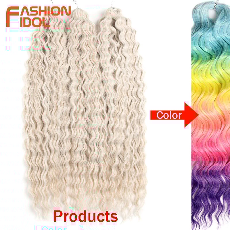 Ariel Hair Water Wave Crochet Braids, Synthetic Twist Curly Hair Ombre Blonde Brown Deep Wave Braiding Hair Extensions