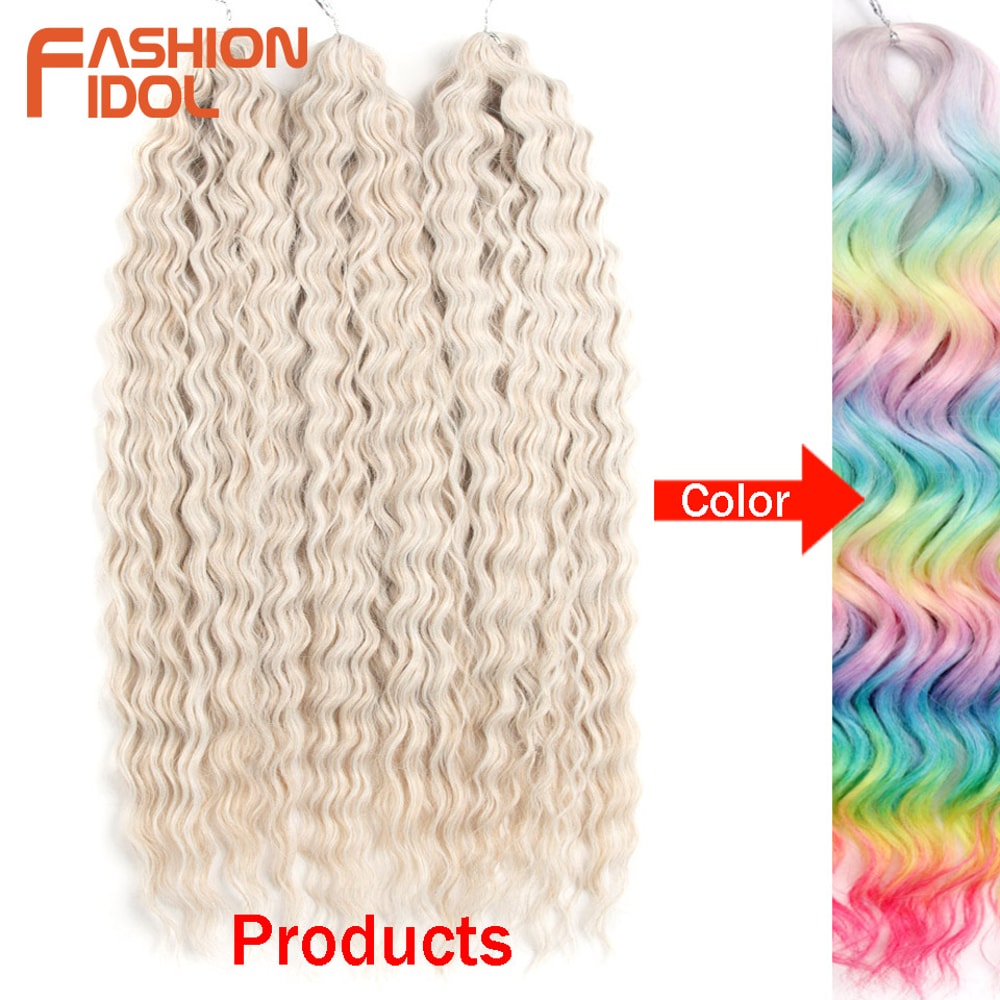 Ariel Hair Water Wave Crochet Braids, Synthetic Twist Curly Hair Ombre Blonde Brown Deep Wave Braiding Hair Extensions