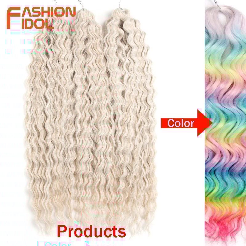 Ariel Hair Water Wave Crochet Braids, Synthetic Twist Curly Hair Ombre Blonde Brown Deep Wave Braiding Hair Extensions