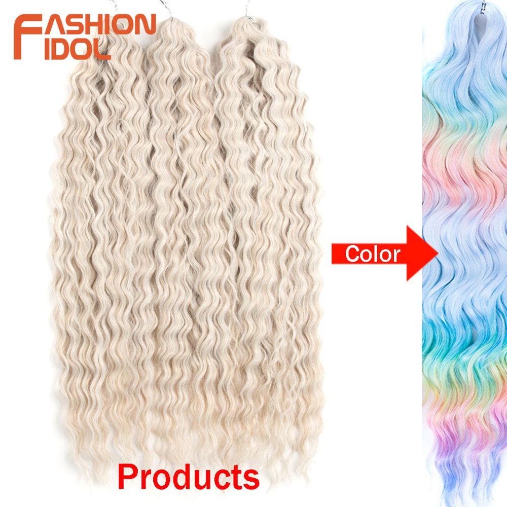 Ariel Hair Water Wave Crochet Braids, Synthetic Twist Curly Hair Ombre Blonde Brown Deep Wave Braiding Hair Extensions