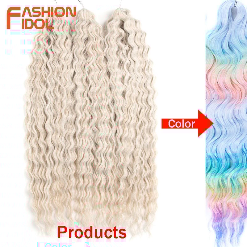 Ariel Hair Water Wave Crochet Braids, Synthetic Twist Curly Hair Ombre Blonde Brown Deep Wave Braiding Hair Extensions