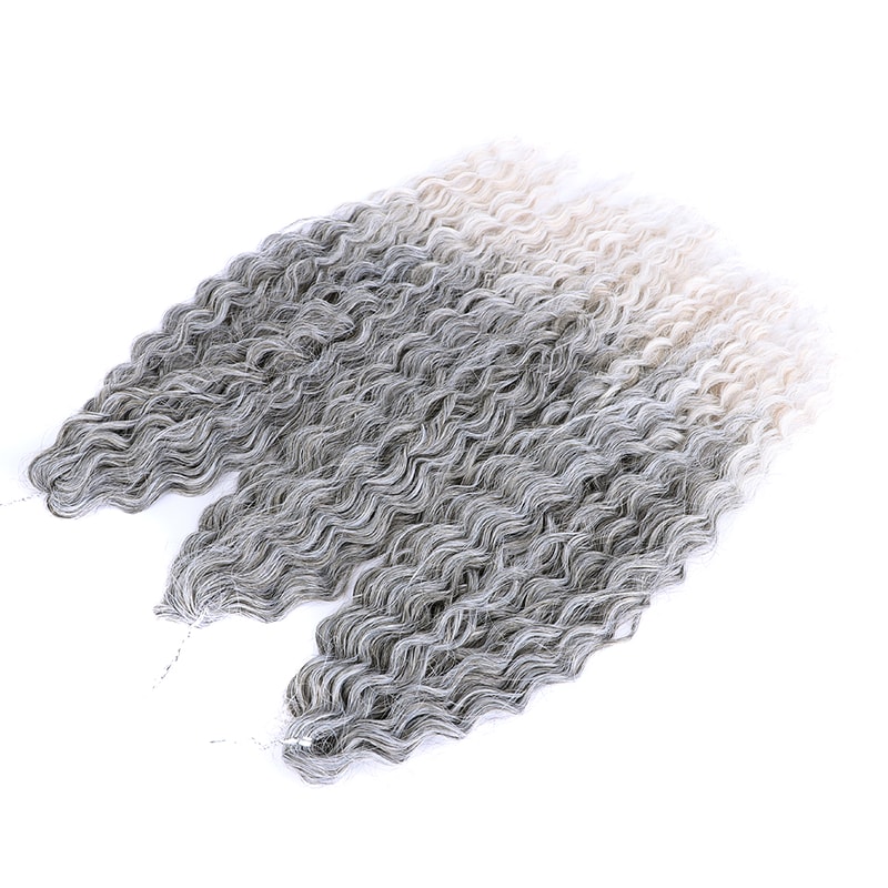 Ariel Hair Water Wave Crochet Braids, Synthetic Twist Curly Hair Ombre Blonde Brown Deep Wave Braiding Hair Extensions