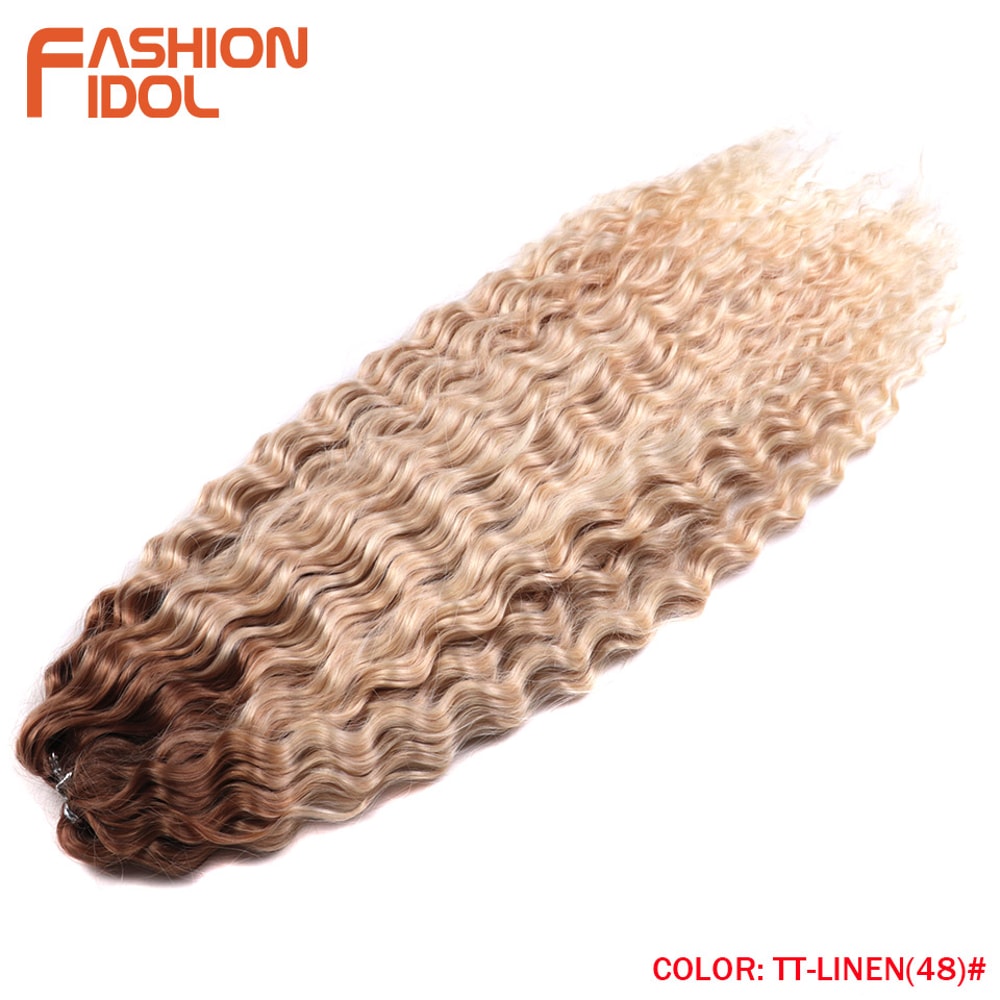 Ariel Hair Water Wave Crochet Braids, Synthetic Twist Curly Hair Ombre Blonde Brown Deep Wave Braiding Hair Extensions