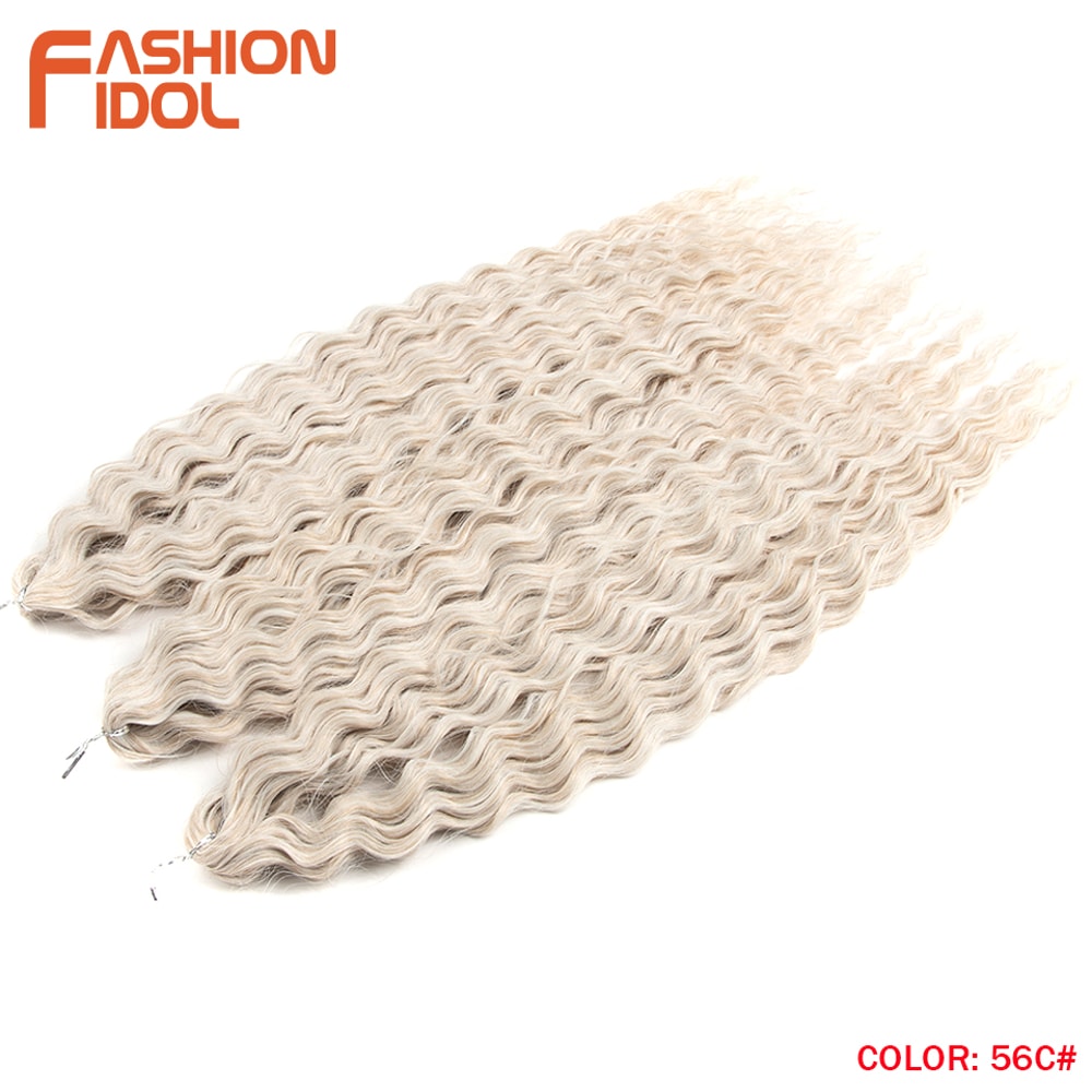 Ariel Hair Water Wave Crochet Braids, Synthetic Twist Curly Hair Ombre Blonde Brown Deep Wave Braiding Hair Extensions