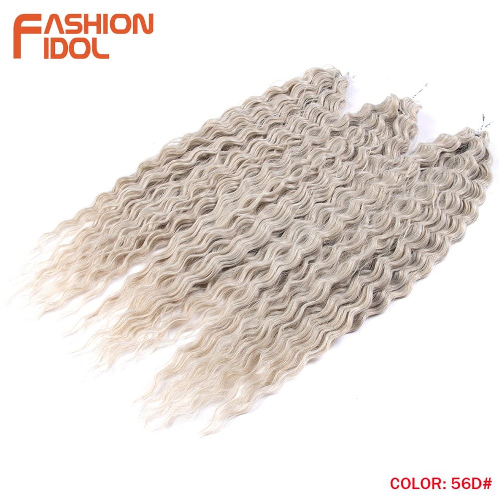 Ariel Hair Water Wave Crochet Braids, Synthetic Twist Curly Hair Ombre Blonde Brown Deep Wave Braiding Hair Extensions