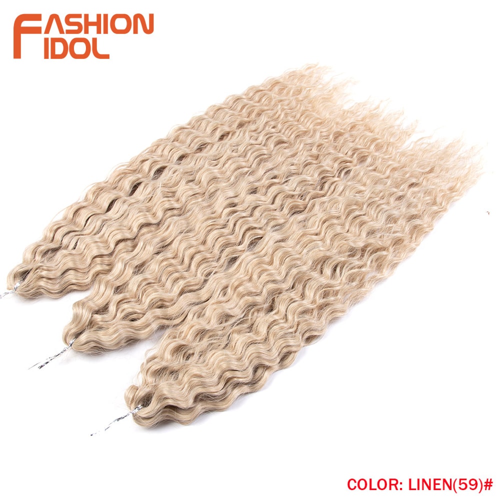 Ariel Hair Water Wave Crochet Braids, Synthetic Twist Curly Hair Ombre Blonde Brown Deep Wave Braiding Hair Extensions