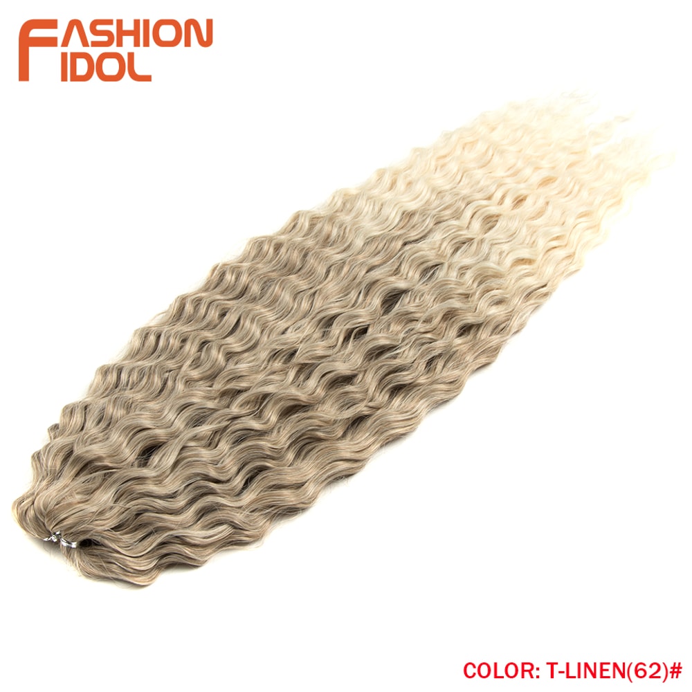 Ariel Hair Water Wave Crochet Braids, Synthetic Twist Curly Hair Ombre Blonde Brown Deep Wave Braiding Hair Extensions