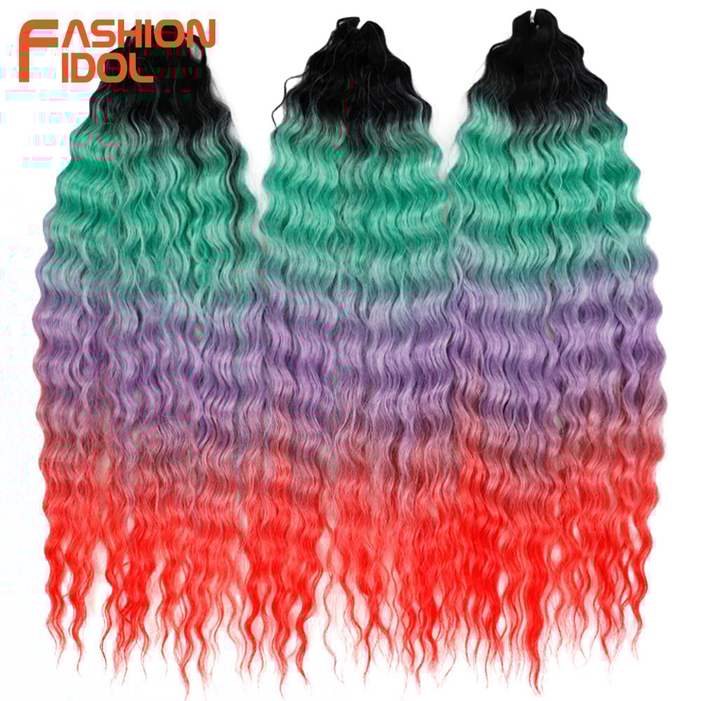 Ariel Hair Water Wave Crochet Braids, Synthetic Twist Curly Hair Ombre Blonde Brown Deep Wave Braiding Hair Extensions