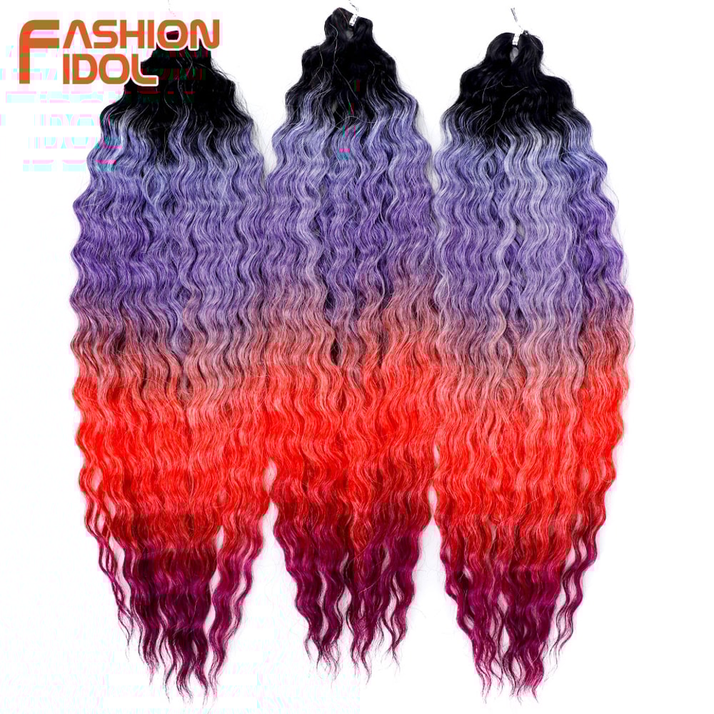Ariel Hair Water Wave Crochet Braids, Synthetic Twist Curly Hair Ombre Blonde Brown Deep Wave Braiding Hair Extensions