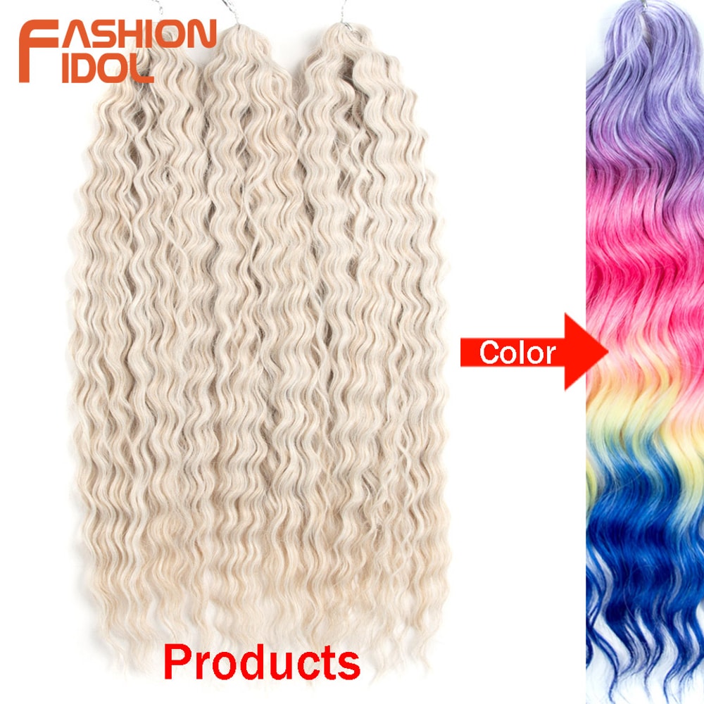 Ariel Hair Water Wave Crochet Braids, Synthetic Twist Curly Hair Ombre Blonde Brown Deep Wave Braiding Hair Extensions
