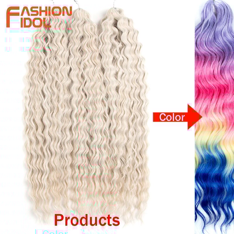 Ariel Hair Water Wave Crochet Braids, Synthetic Twist Curly Hair Ombre Blonde Brown Deep Wave Braiding Hair Extensions