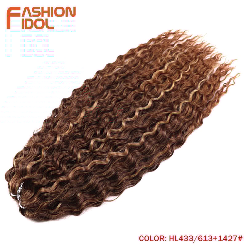 Ariel Hair Water Wave Crochet Braids, Synthetic Twist Curly Hair Ombre Blonde Brown Deep Wave Braiding Hair Extensions