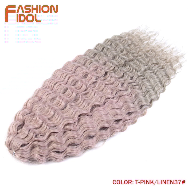 Ariel Hair Water Wave Crochet Braids, Synthetic Twist Curly Hair Ombre Blonde Brown Deep Wave Braiding Hair Extensions