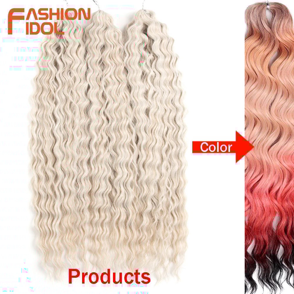 Ariel Hair Water Wave Crochet Braids, Synthetic Twist Curly Hair Ombre Blonde Brown Deep Wave Braiding Hair Extensions