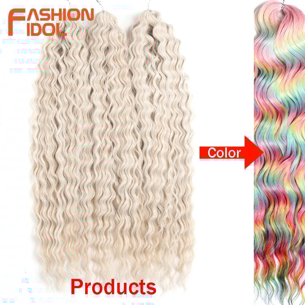 Ariel Hair Water Wave Crochet Braids, Synthetic Twist Curly Hair Ombre Blonde Brown Deep Wave Braiding Hair Extensions