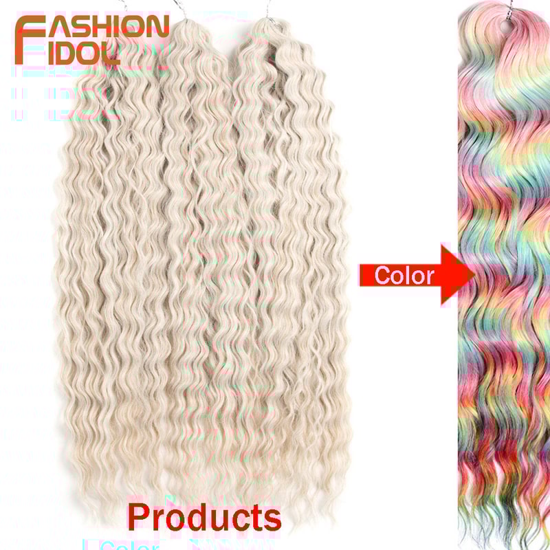 Ariel Hair Water Wave Crochet Braids, Synthetic Twist Curly Hair Ombre Blonde Brown Deep Wave Braiding Hair Extensions
