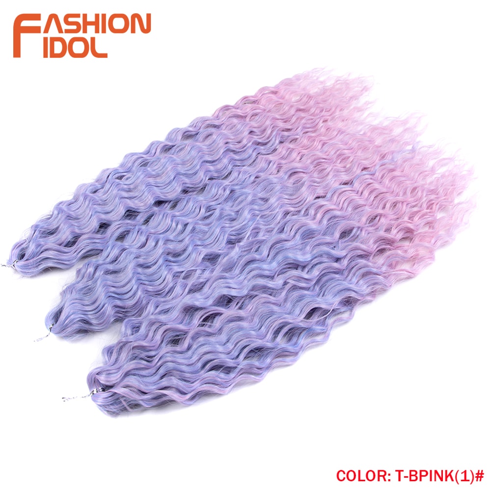 Ariel Hair Water Wave Crochet Braids, Synthetic Twist Curly Hair Ombre Blonde Brown Deep Wave Braiding Hair Extensions