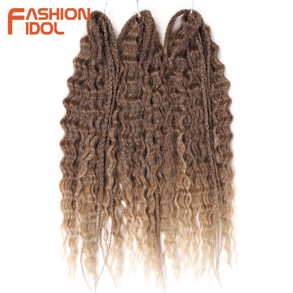 Ariel Hair Water Wave Crochet Braids, Synthetic Twist Curly Hair Ombre Blonde Brown Deep Wave Braiding Hair Extensions