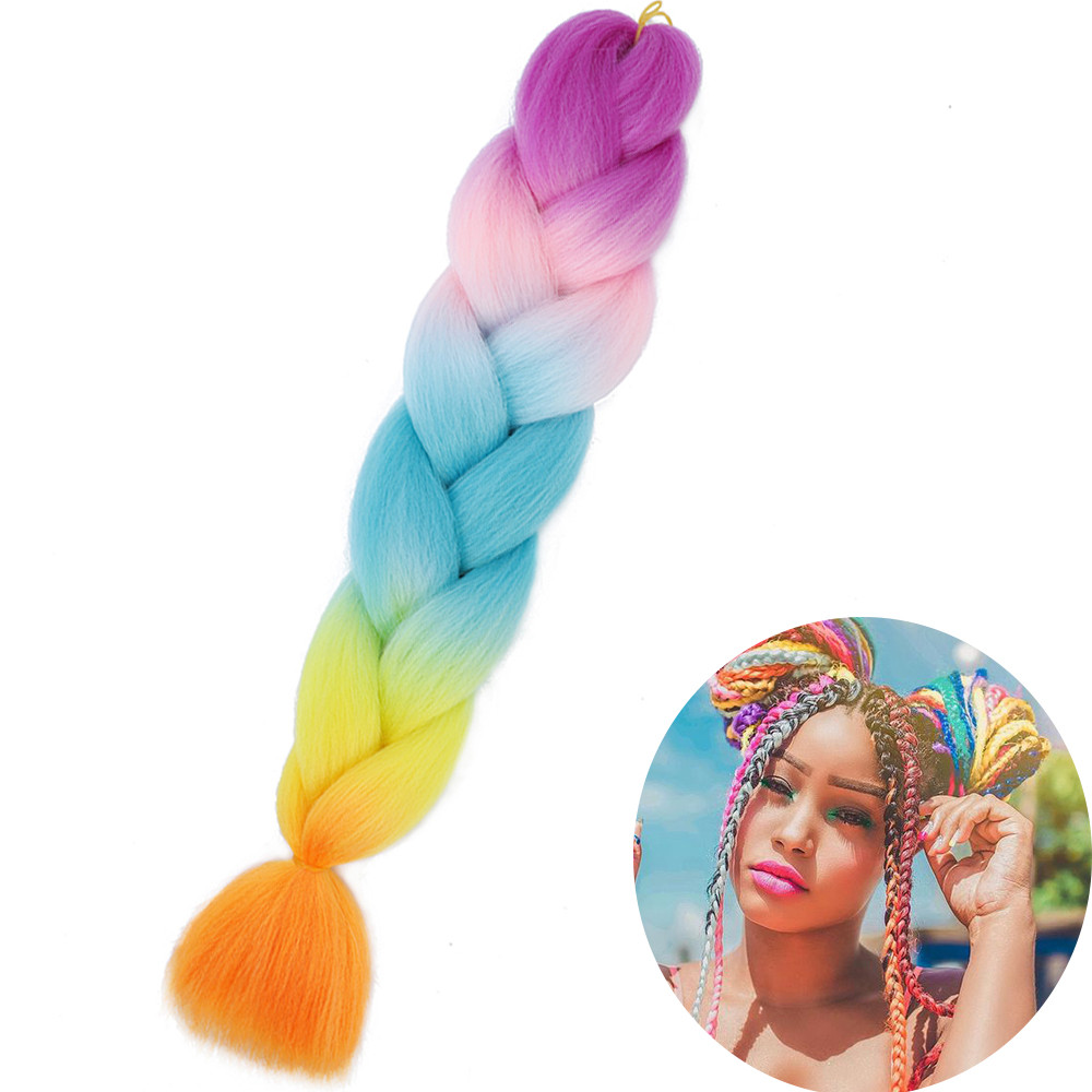 Jumbo Braid Hair Extensions, Ombre Kanekalon Synthetic Yaki Braids for Women, DIY Braiding Hair in Multiple Colors