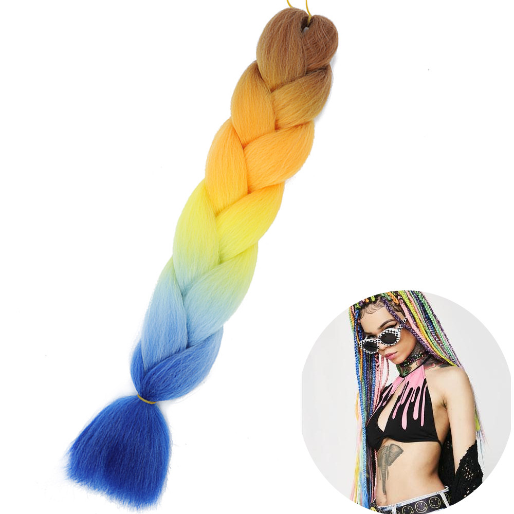 Jumbo Braid Hair Extensions, Ombre Kanekalon Synthetic Yaki Braids for Women, DIY Braiding Hair in Multiple Colors