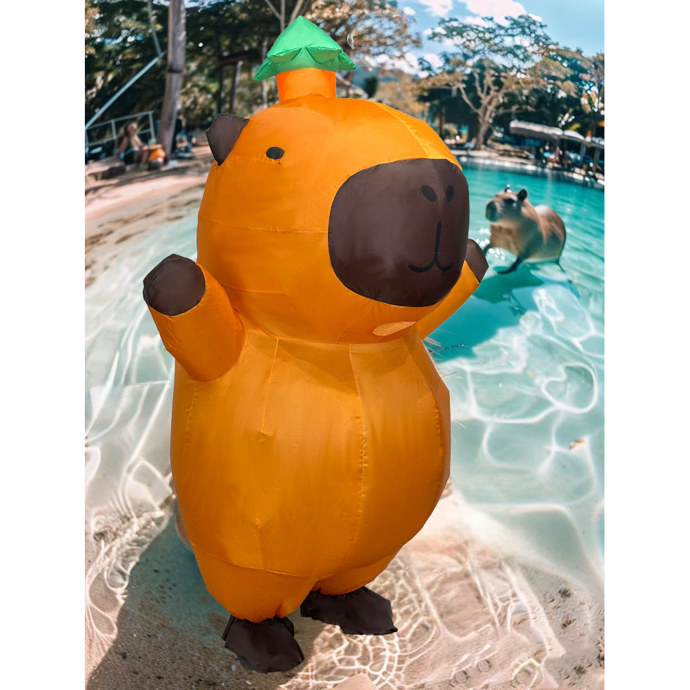 Inflatable Capybara Mascot Costume Cartoon Animal Fancy Dress, Halloween Carnival Cosplay Inflated Garment for Funny